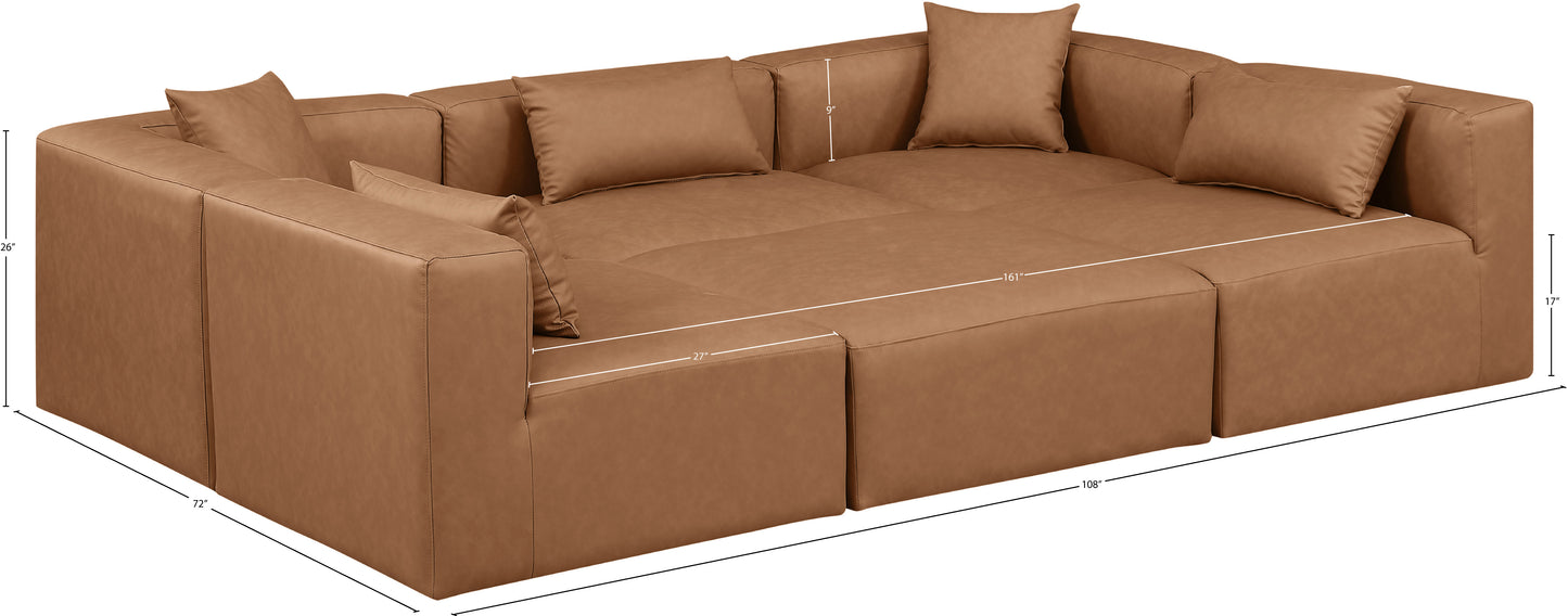 crescent brown faux leather modular sectional sec6c