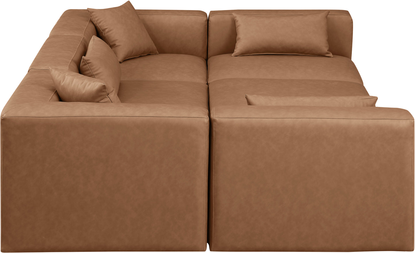 crescent brown faux leather modular sectional sec6c