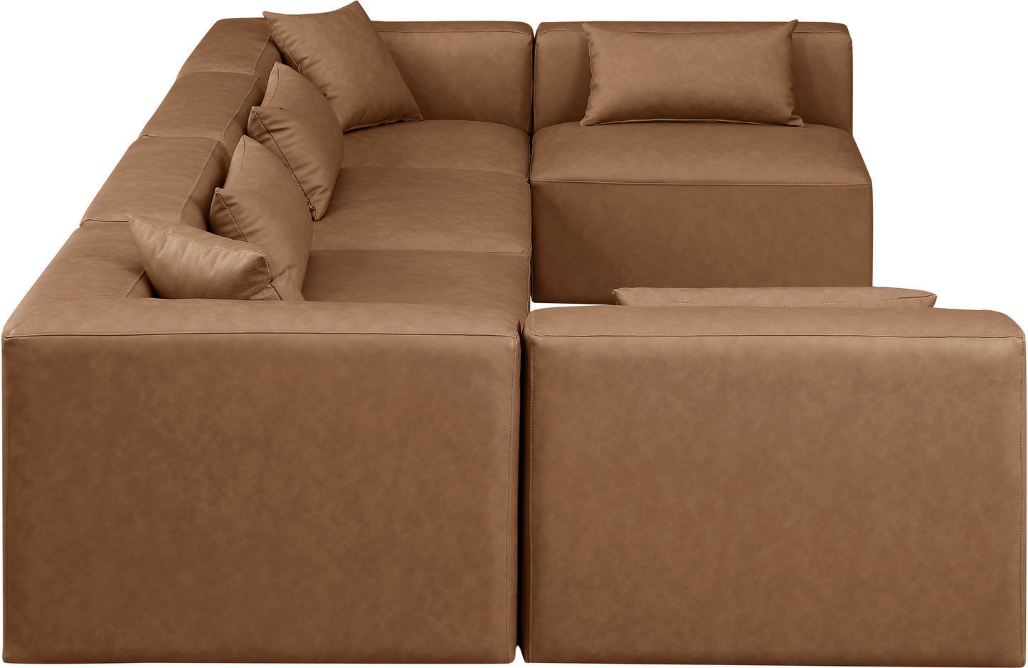 crescent brown faux leather modular sectional sec6d