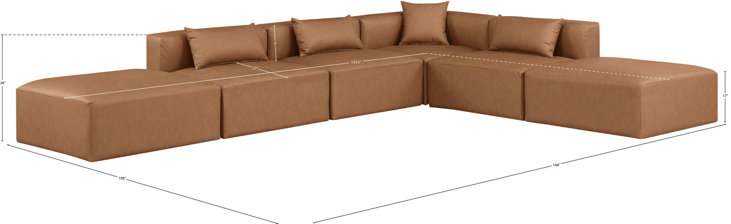 crescent brown faux leather modular sectional sec6e