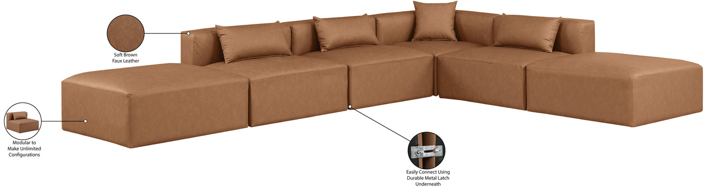 crescent brown faux leather modular sectional sec6e