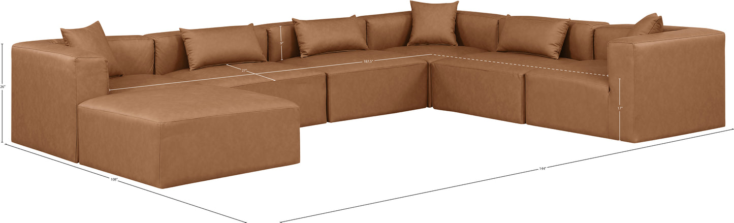 crescent brown faux leather modular sectional sec7a