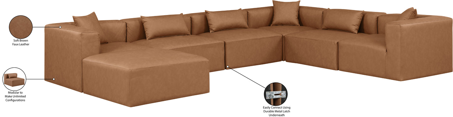 crescent brown faux leather modular sectional sec7a