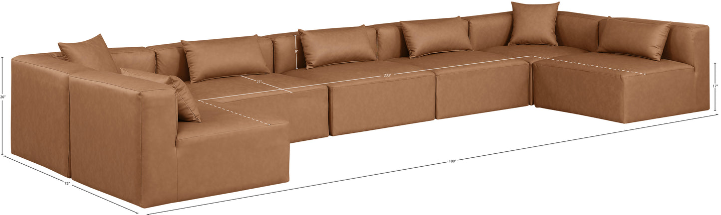 crescent brown faux leather modular sectional sec7b