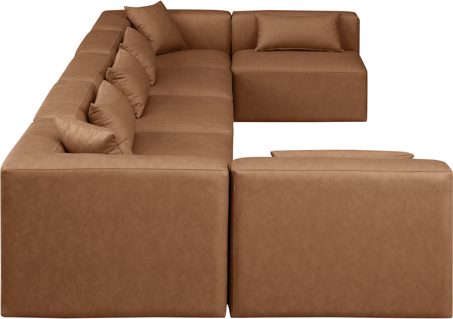 crescent brown faux leather modular sectional sec7b