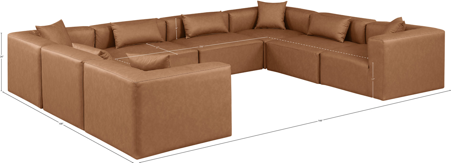 crescent brown faux leather modular sectional sec8a