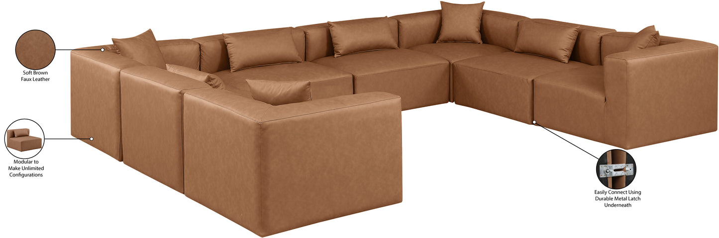 crescent brown faux leather modular sectional sec8a