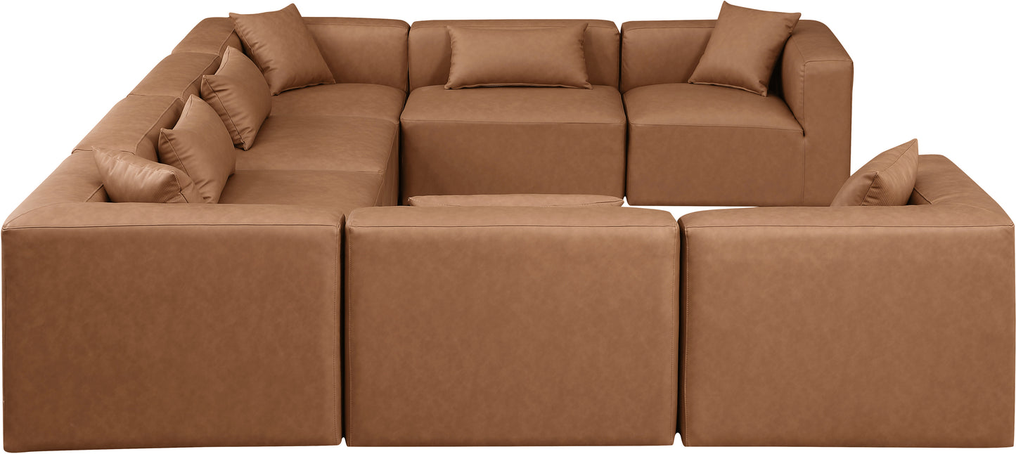 crescent brown faux leather modular sectional sec8a