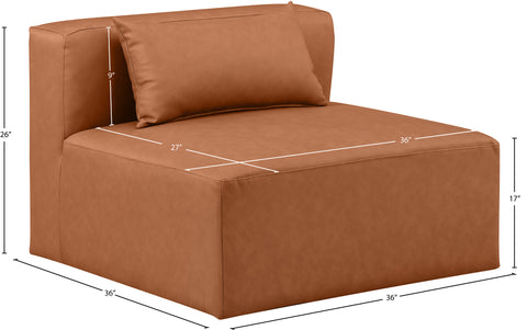 Crescent Cognac Faux Leather Armless Chair Armless