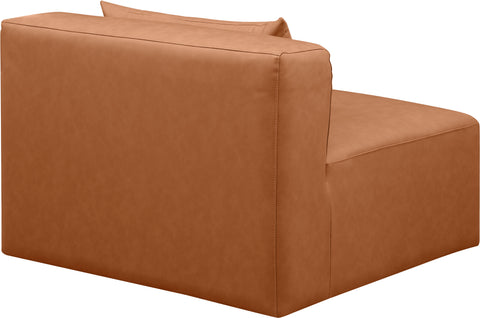 Crescent Cognac Faux Leather Armless Chair Armless