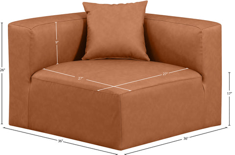 Crescent Cognac Faux Leather Corner Chair Corner
