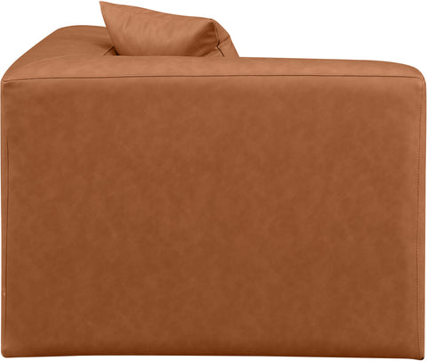Crescent Cognac Faux Leather Corner Chair Corner