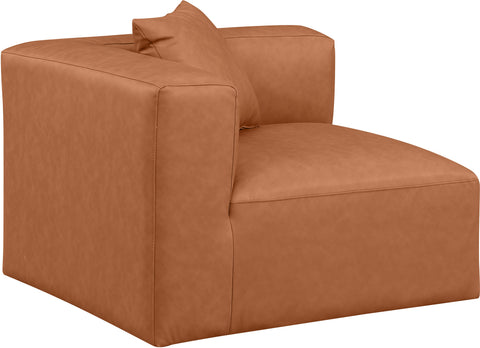 Crescent Cognac Faux Leather Corner Chair Corner