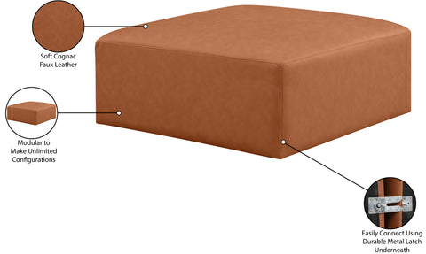 Crescent Cognac Faux Leather Ottoman Ott