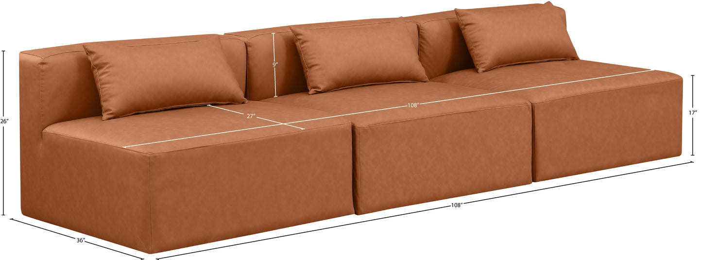 crescent cognac faux leather modular sofa s108a