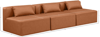 Crescent Cognac Faux Leather Modular Sofa S108A