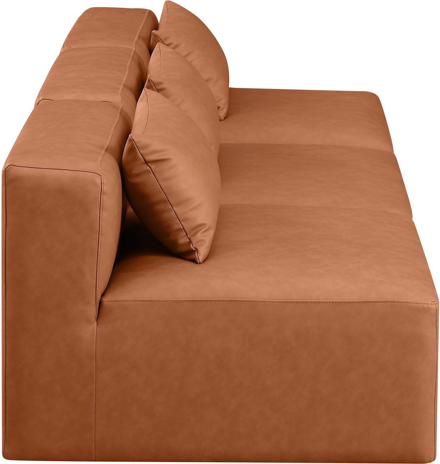 crescent cognac faux leather modular sofa s108a