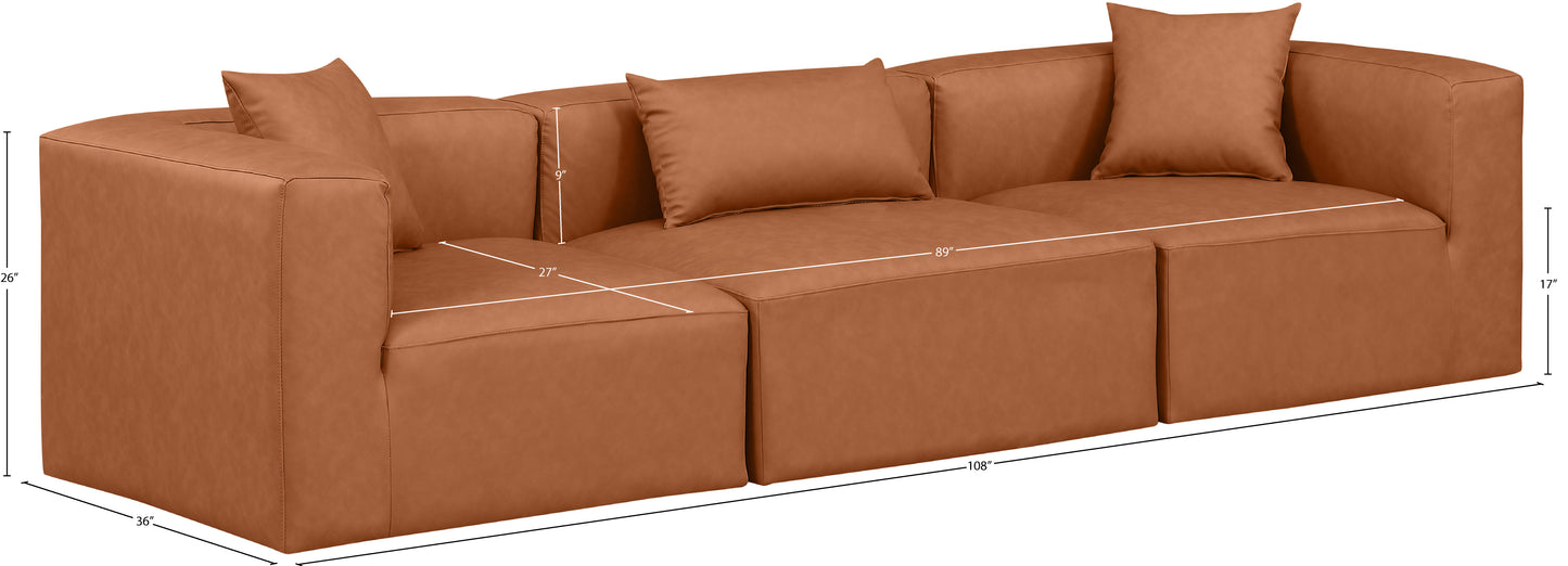 crescent cognac faux leather modular sofa s108b