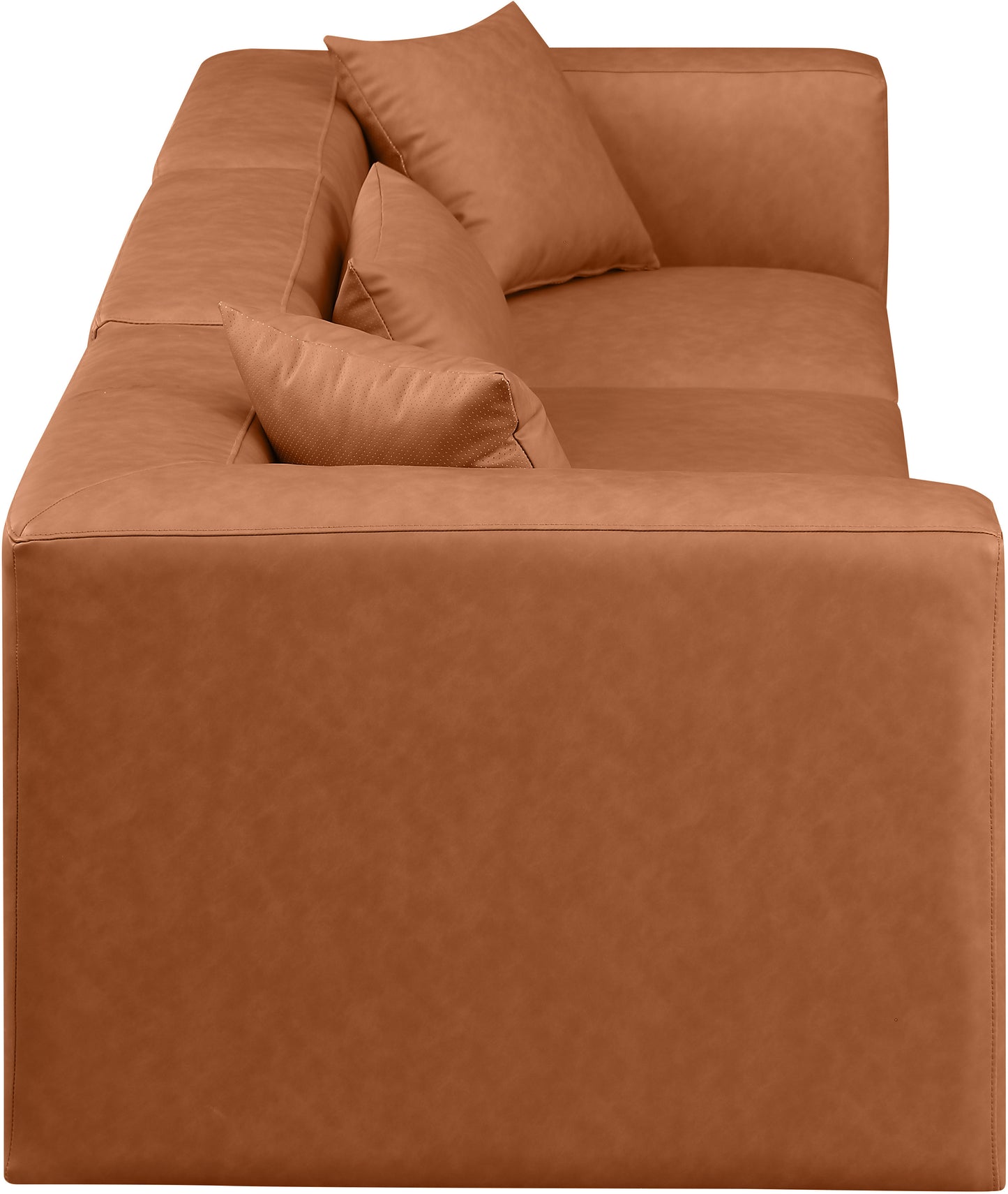 crescent cognac faux leather modular sofa s108b