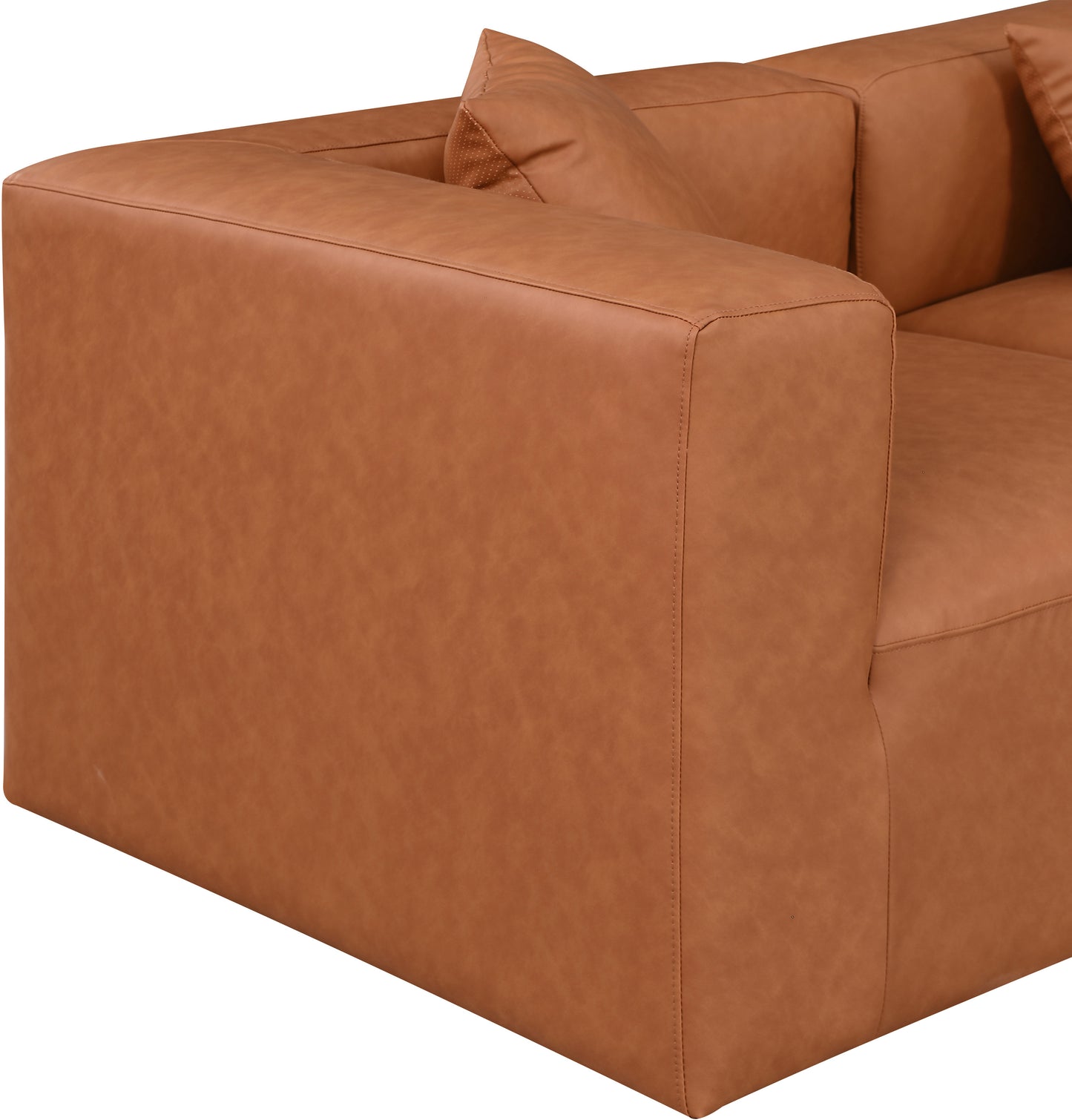 crescent cognac faux leather modular sofa s108b