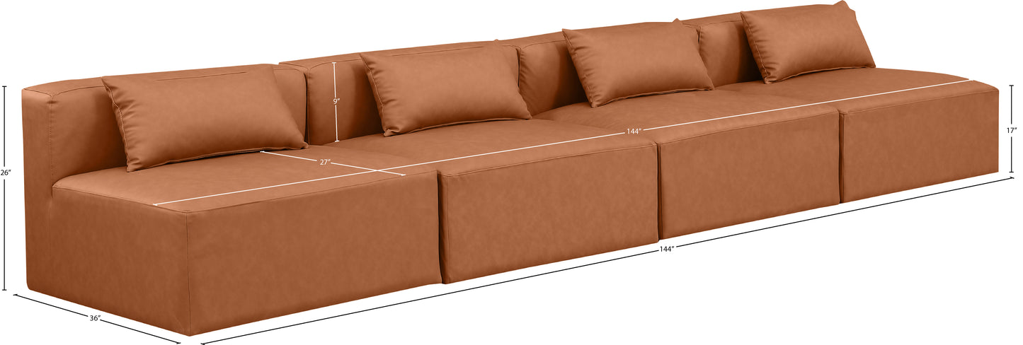 crescent cognac faux leather modular sofa s144a