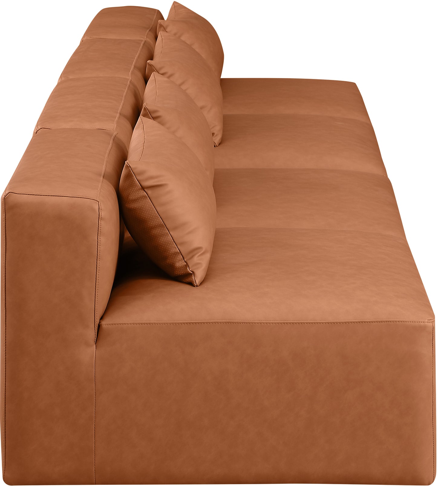 crescent cognac faux leather modular sofa s144a