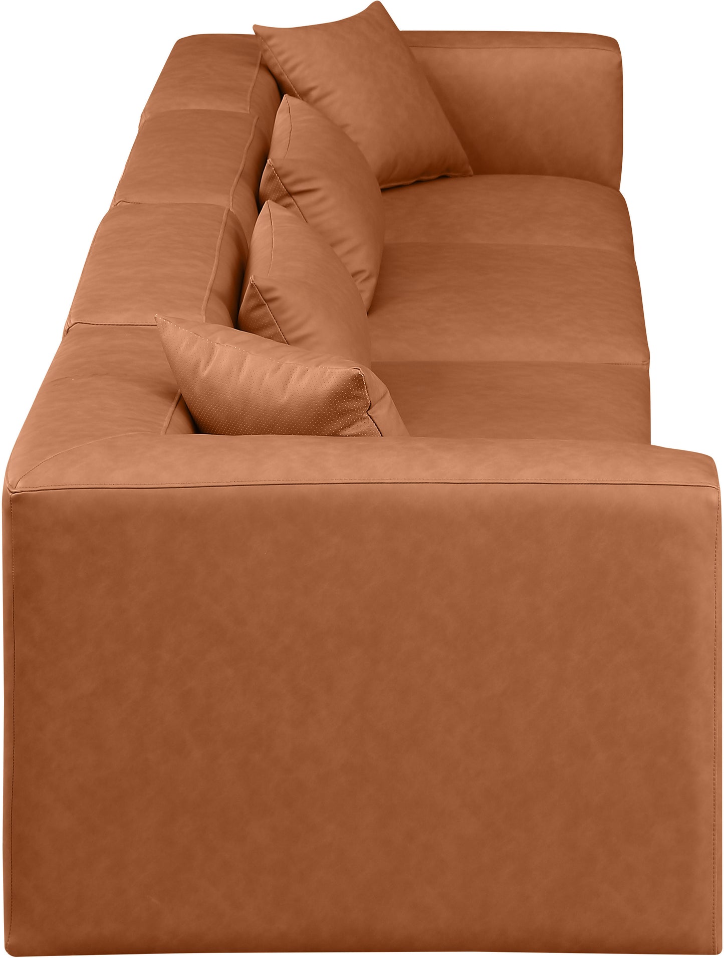 crescent cognac faux leather modular sofa s144b