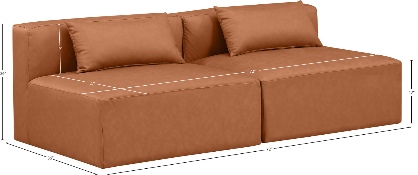 crescent cognac faux leather modular sofa s72a