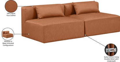 Crescent Cognac Faux Leather Modular Sofa S72A