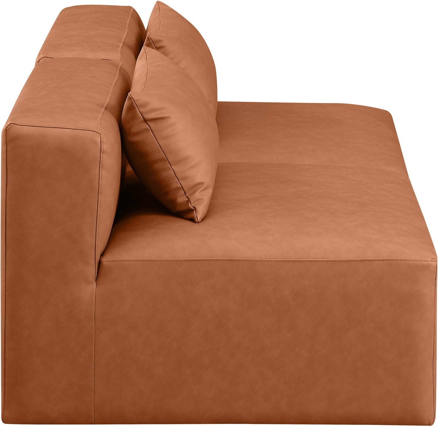 crescent cognac faux leather modular sofa s72a