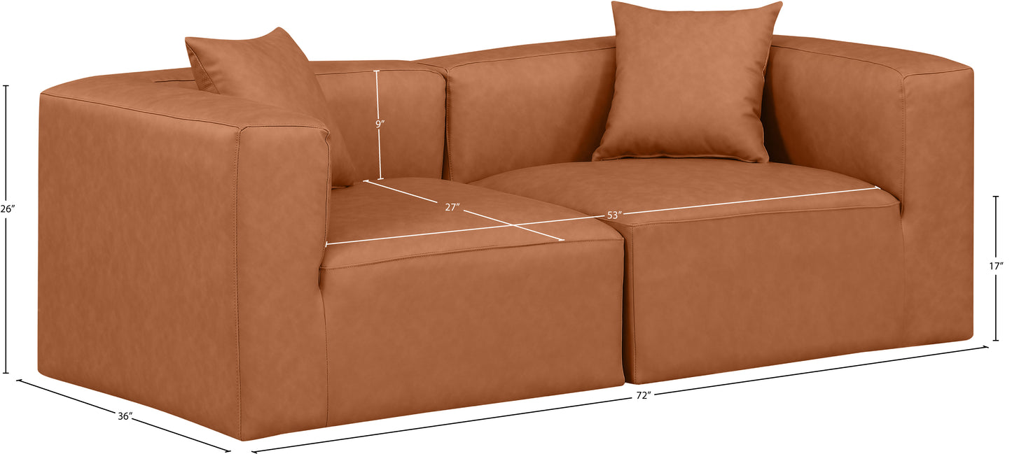 crescent cognac faux leather modular sofa s72b