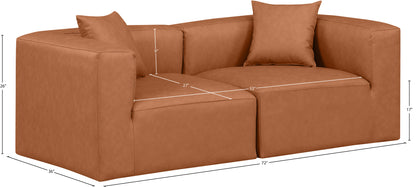 Crescent Cognac Faux Leather Modular Sofa S72B