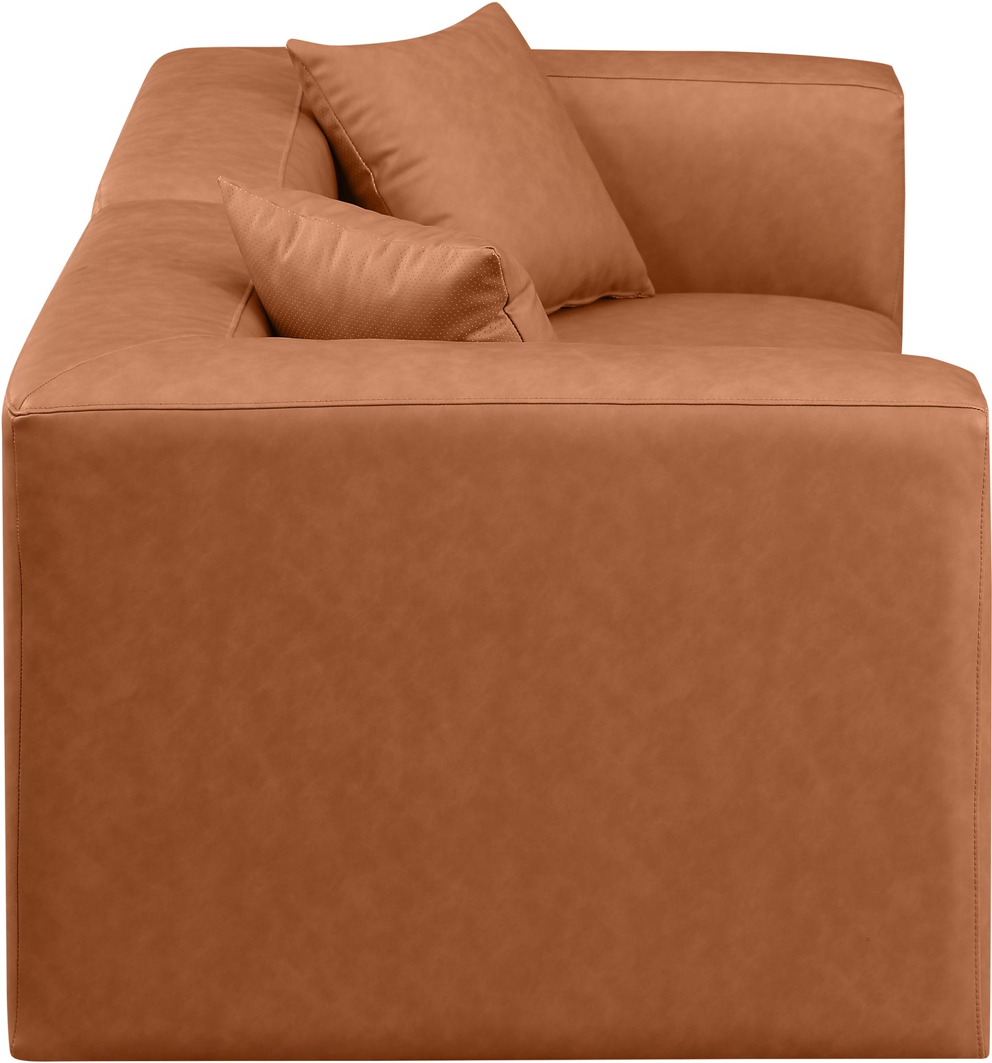 crescent cognac faux leather modular sofa s72b