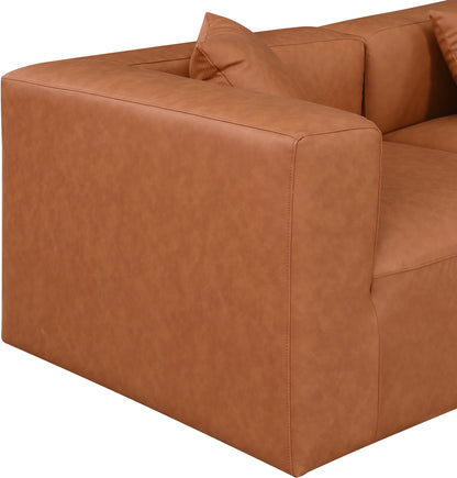 Crescent Cognac Faux Leather Modular Sofa S72B