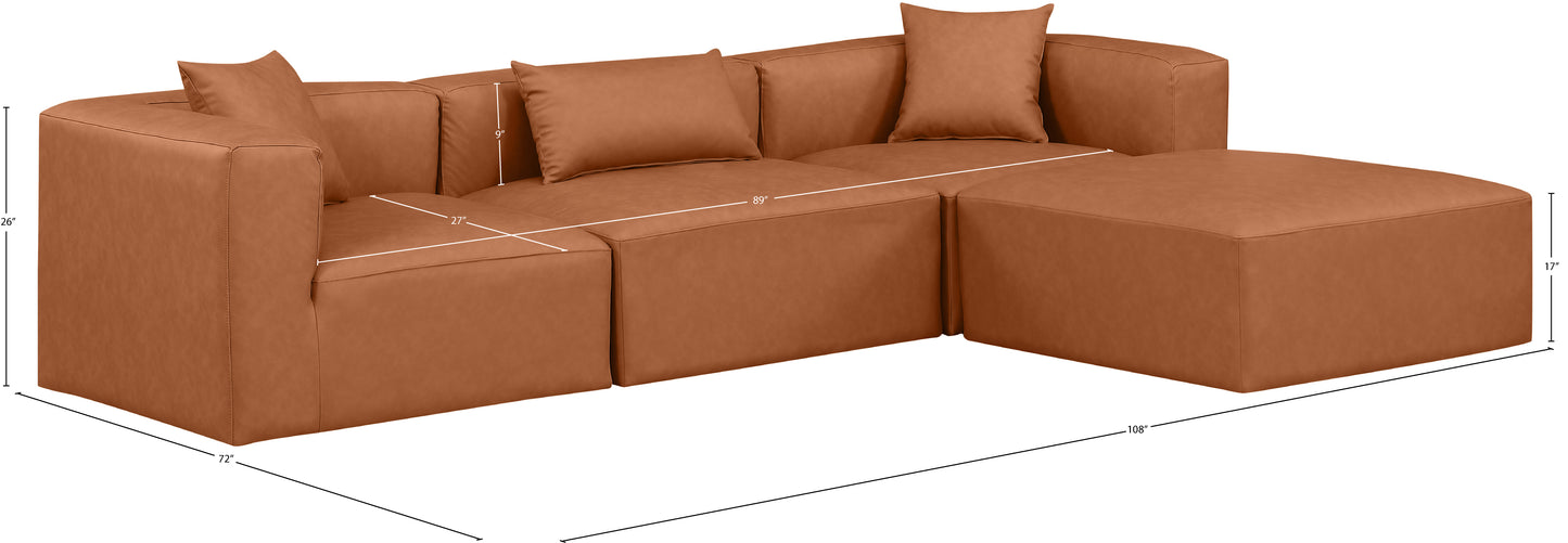 crescent cognac faux leather modular sectional sec4a