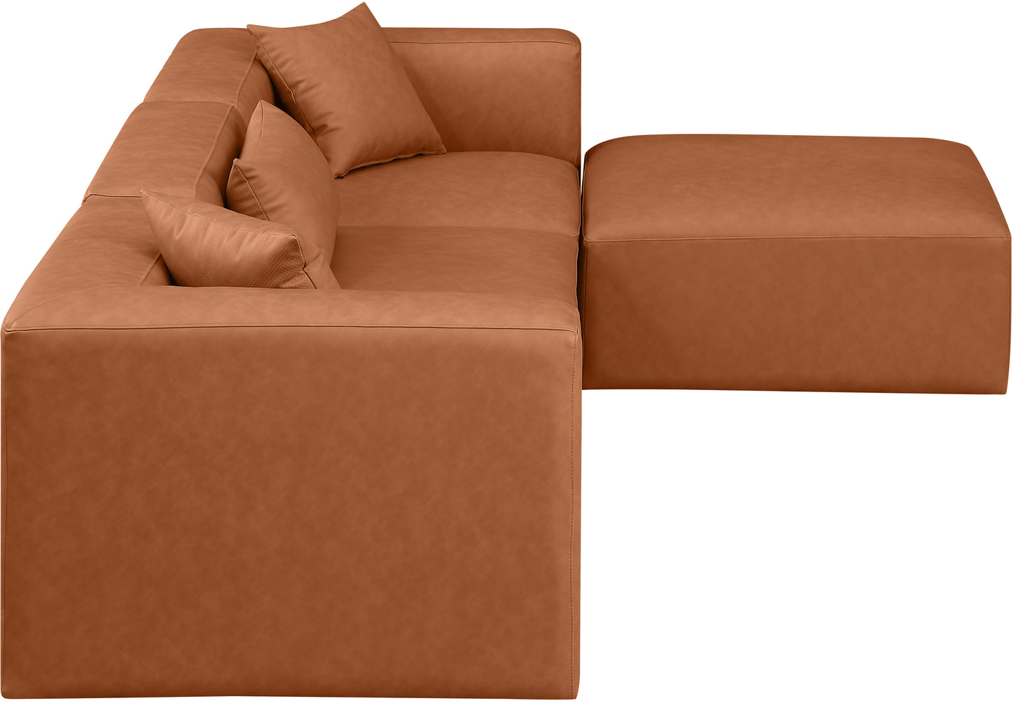 crescent cognac faux leather modular sectional sec4a