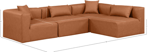 Crescent Cognac Faux Leather Modular Sectional Sec4B