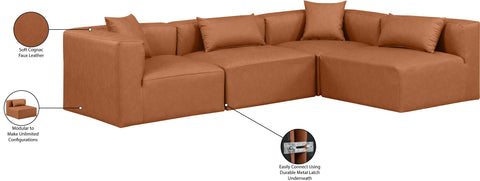 Crescent Cognac Faux Leather Modular Sectional Sec4B