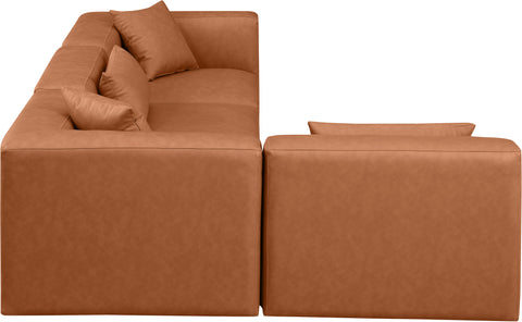 Crescent Cognac Faux Leather Modular Sectional Sec4B