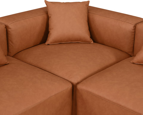 Crescent Cognac Faux Leather Modular Sectional Sec4B
