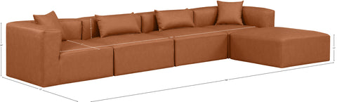 Crescent Cognac Faux Leather Modular Sectional Sec5A