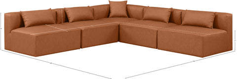 Crescent Cognac Faux Leather Modular Sectional Sec5B