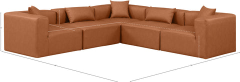 Crescent Cognac Faux Leather Modular Sectional Sec5C