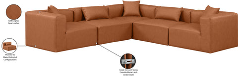 Crescent Cognac Faux Leather Modular Sectional Sec5C