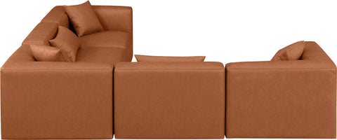Crescent Cognac Faux Leather Modular Sectional Sec5C