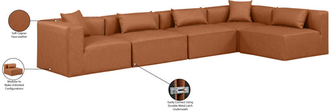 Crescent Cognac Faux Leather Modular Sectional Sec5D