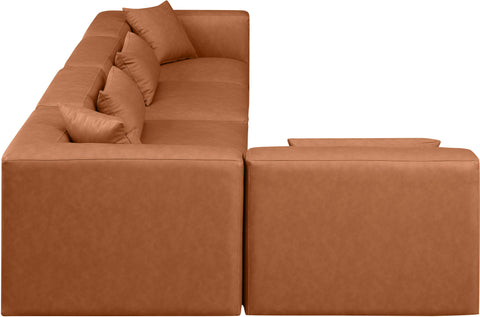 Crescent Cognac Faux Leather Modular Sectional Sec5D