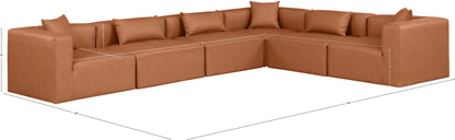 Crescent Cognac Faux Leather Modular Sectional Sec6A