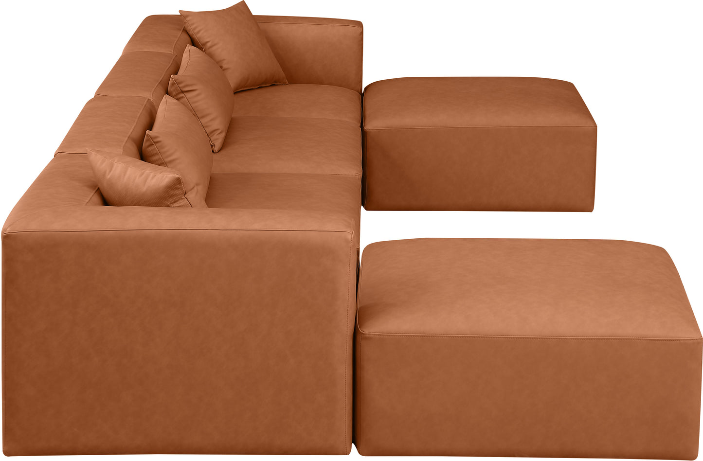 crescent cognac faux leather modular sectional sec6b