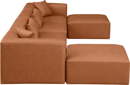 Crescent Cognac Faux Leather Modular Sectional Sec6B